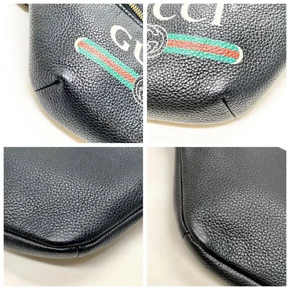Gucci Waist Pouch Black Leather 450-080725